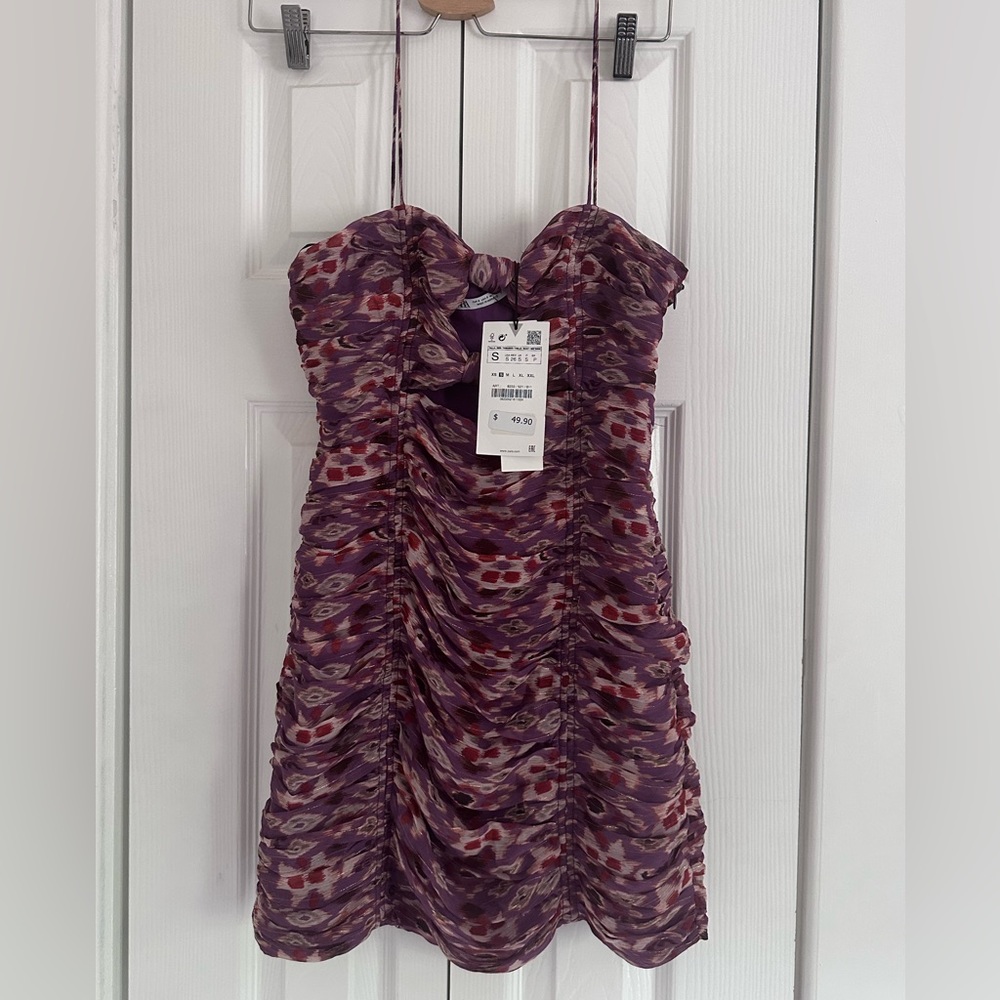 NWT Zara Multicolor printed dress with straps Sz Small